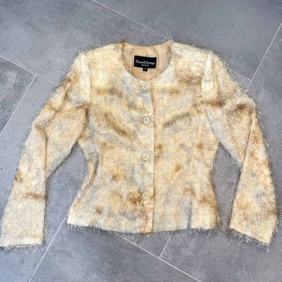Vintage Russell Kemp New York Shimmery Shaggy Blazer Jacket – Size 8 - Picture 1 of 10
